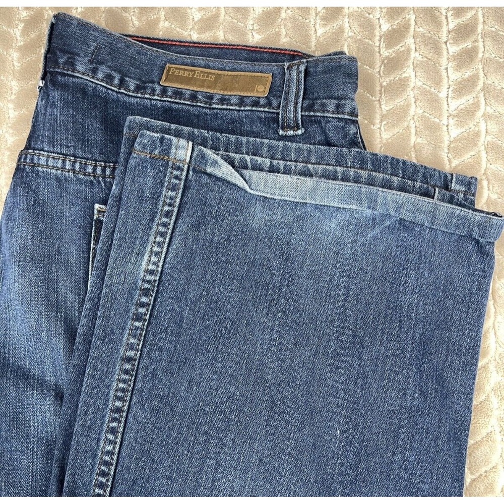 Perry Ellis America‎ Jeans Mens 36x32 Blue Cotton Loose Baggy Straight